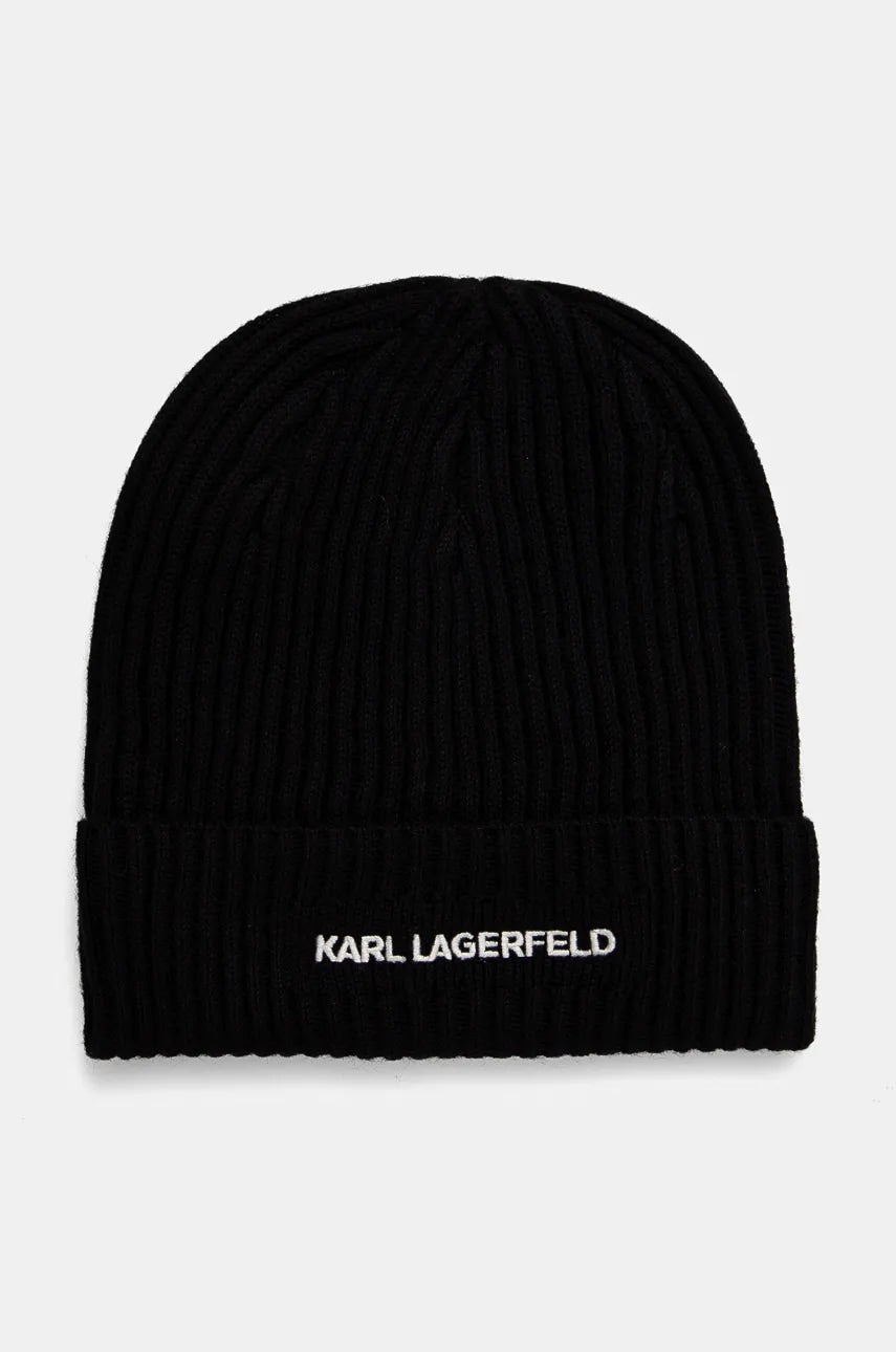 Kapa Karl Lagerfeld boja: crna, od tanke pletenine, vunena, 544305.805601