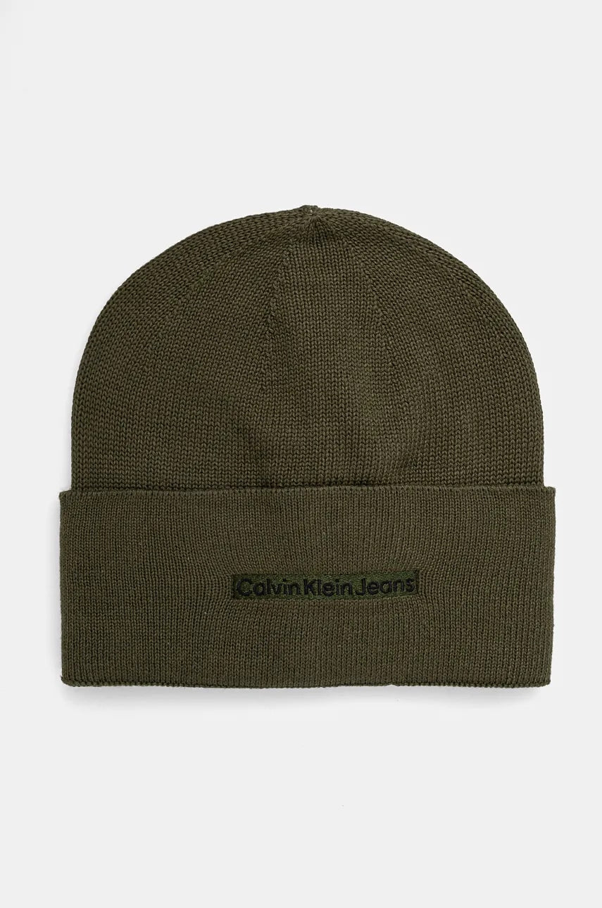 Kapa Calvin Klein Jeans boja: zelena, od tanke pletenine, K50K512452