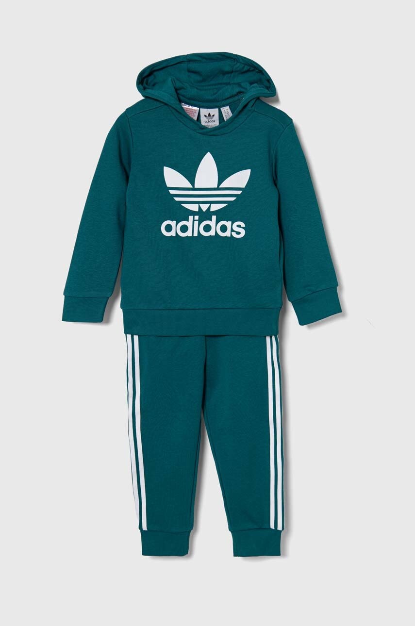 Otroška trenirka adidas Originals HOODIE SET zelena barva, IX5166