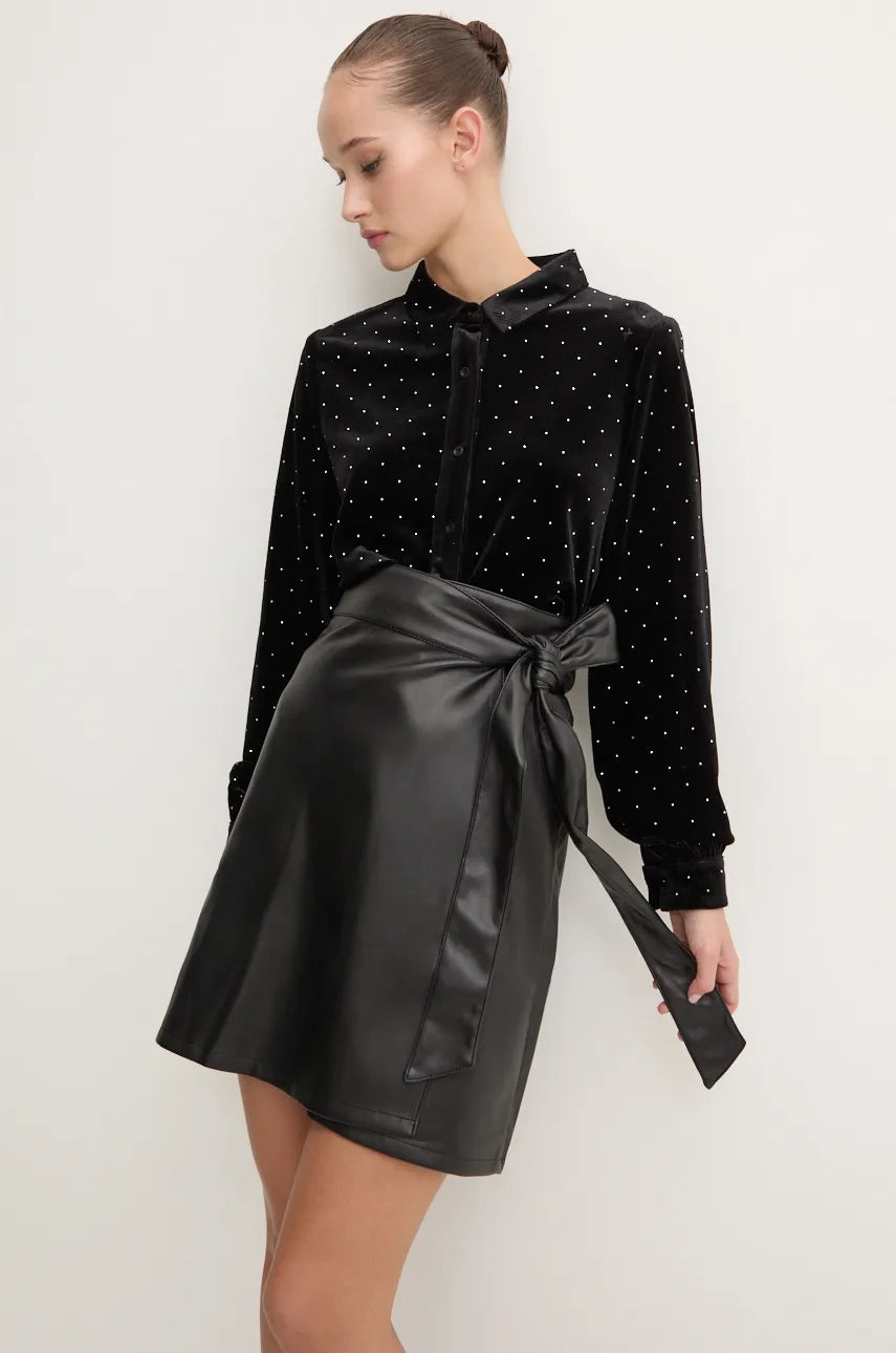 Velur srajca Never Fully Dressed Cristi Shirt črna barva, NFDTO1433