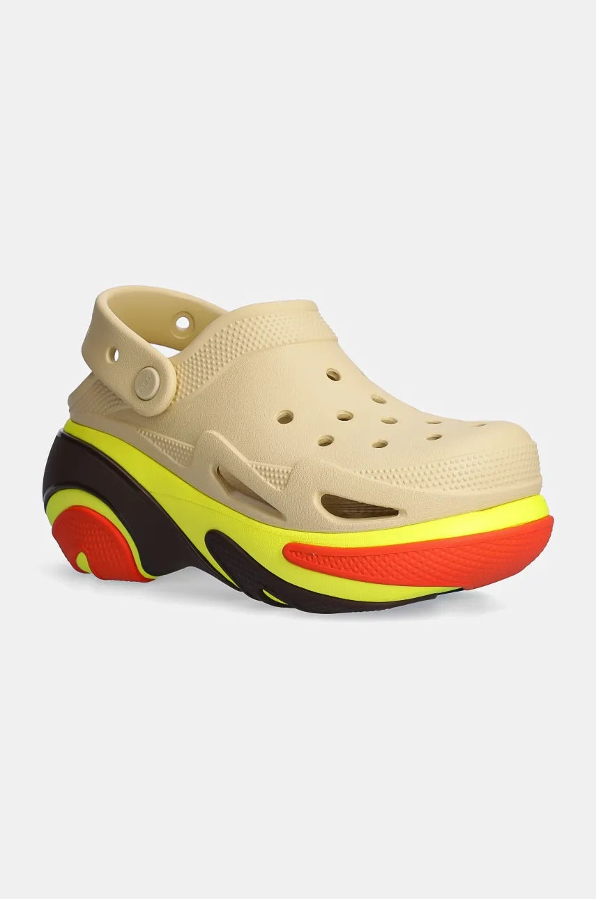 Natikače Crocs Bubble Crush Clog za žene, boja: bež, s platformom, 210061