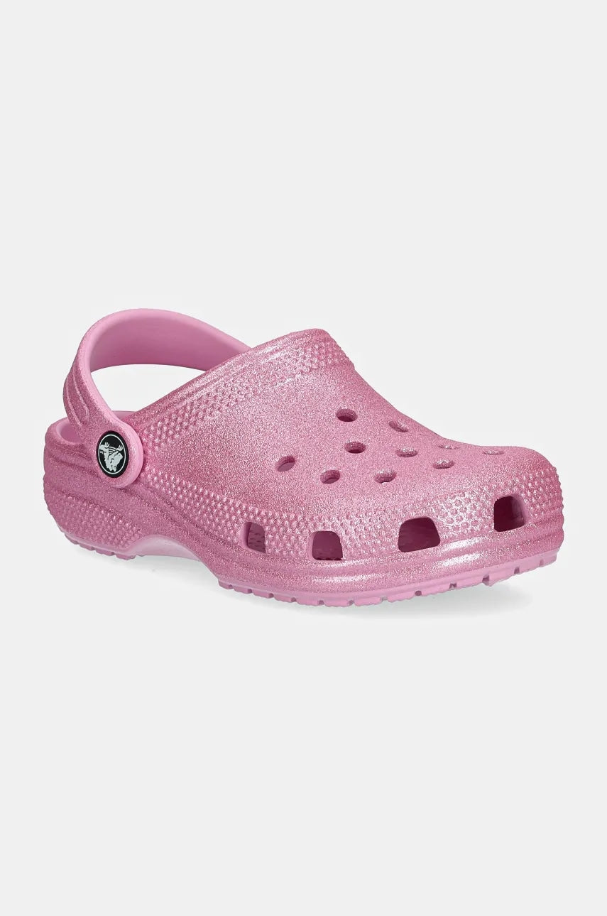 Otroški natikači Crocs CLASSIC GLITTER CLOG roza barva, 206993