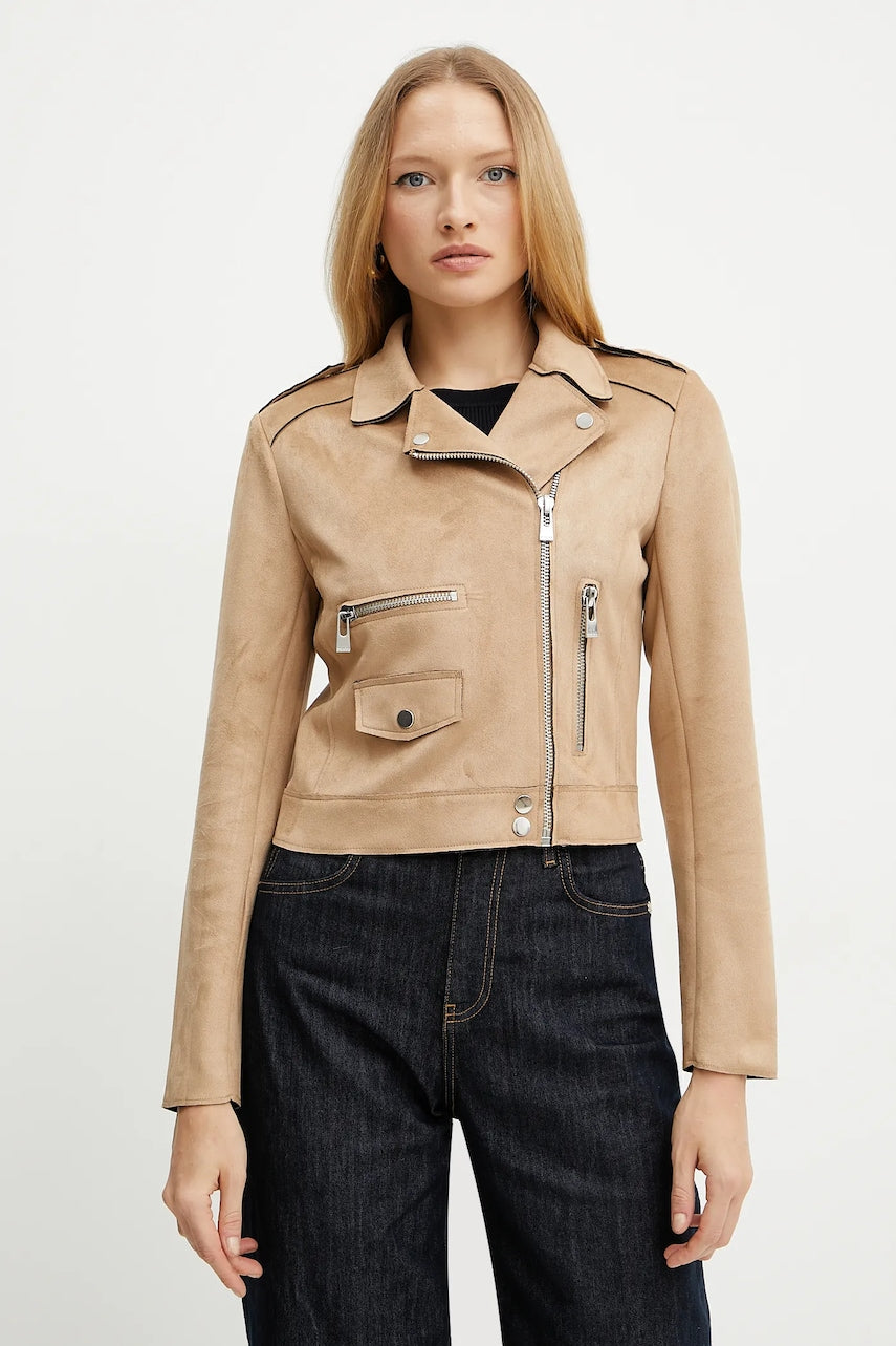 Biker jakna Morgan GOUSMI ženska, bež barva, GOUSMI