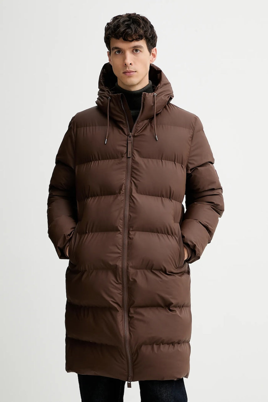 Vodoodporna jakna Rains Alta Longer Puffer Jacket W3T4 rjava barva, 15130.23