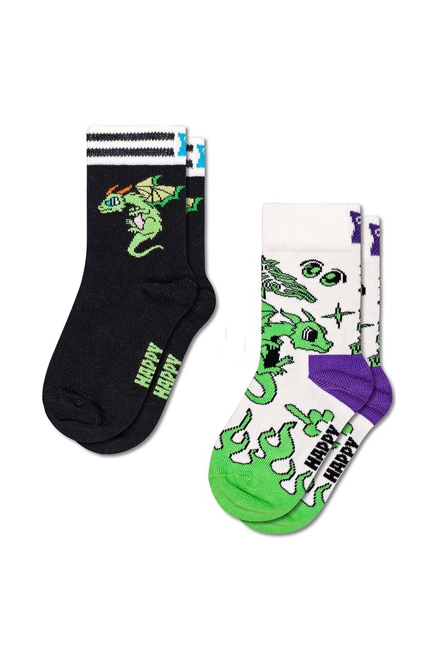 Otroške nogavice Happy Socks Kids 2-Pack Dragon Socks 2-pack zelena barva, P001476