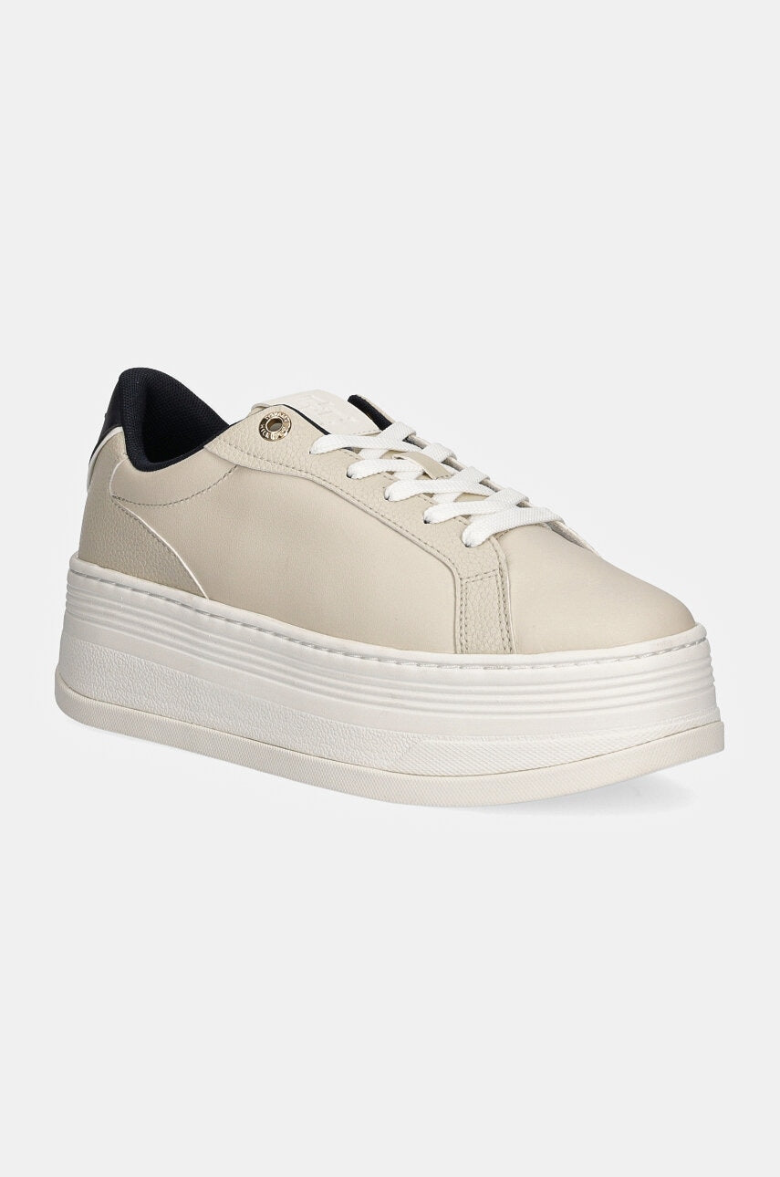 Tenisice Tommy Hilfiger TH PLATFORM SNEAKER TRIANGLE boja: bež, FW0FW08115