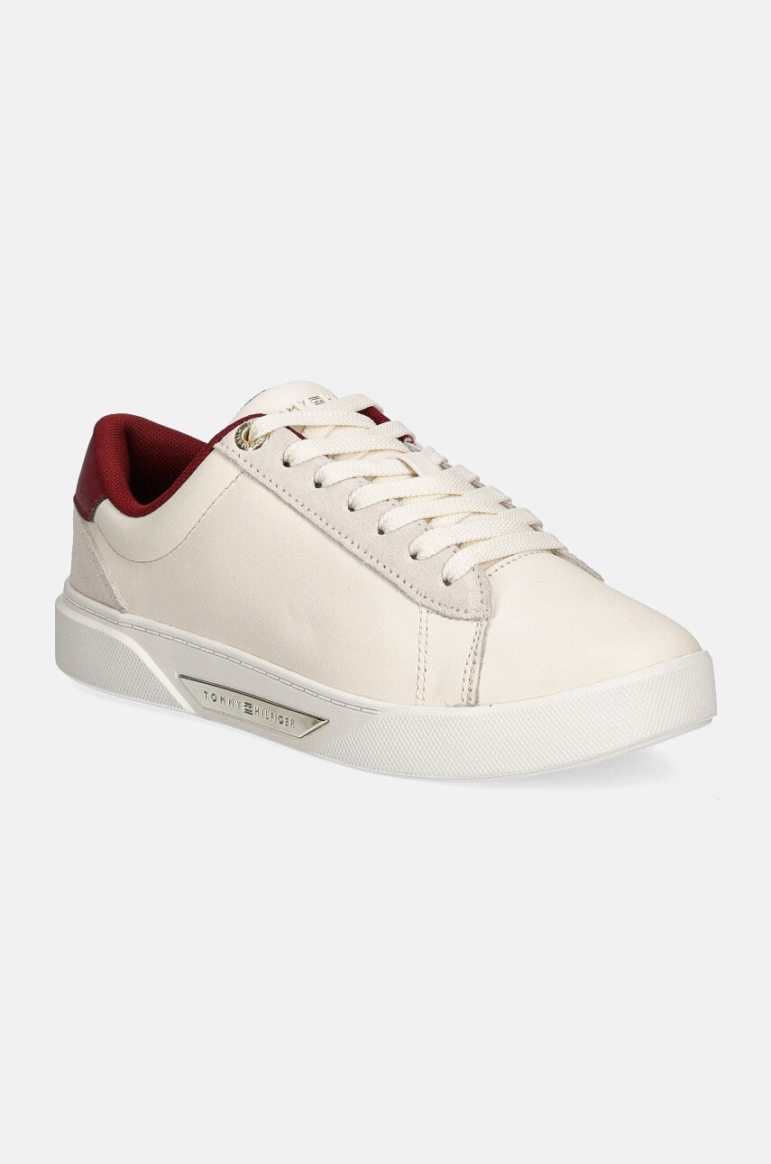 Usnjene superge Tommy Hilfiger CHIC COURT SNEAKER bež barva, FW0FW08123