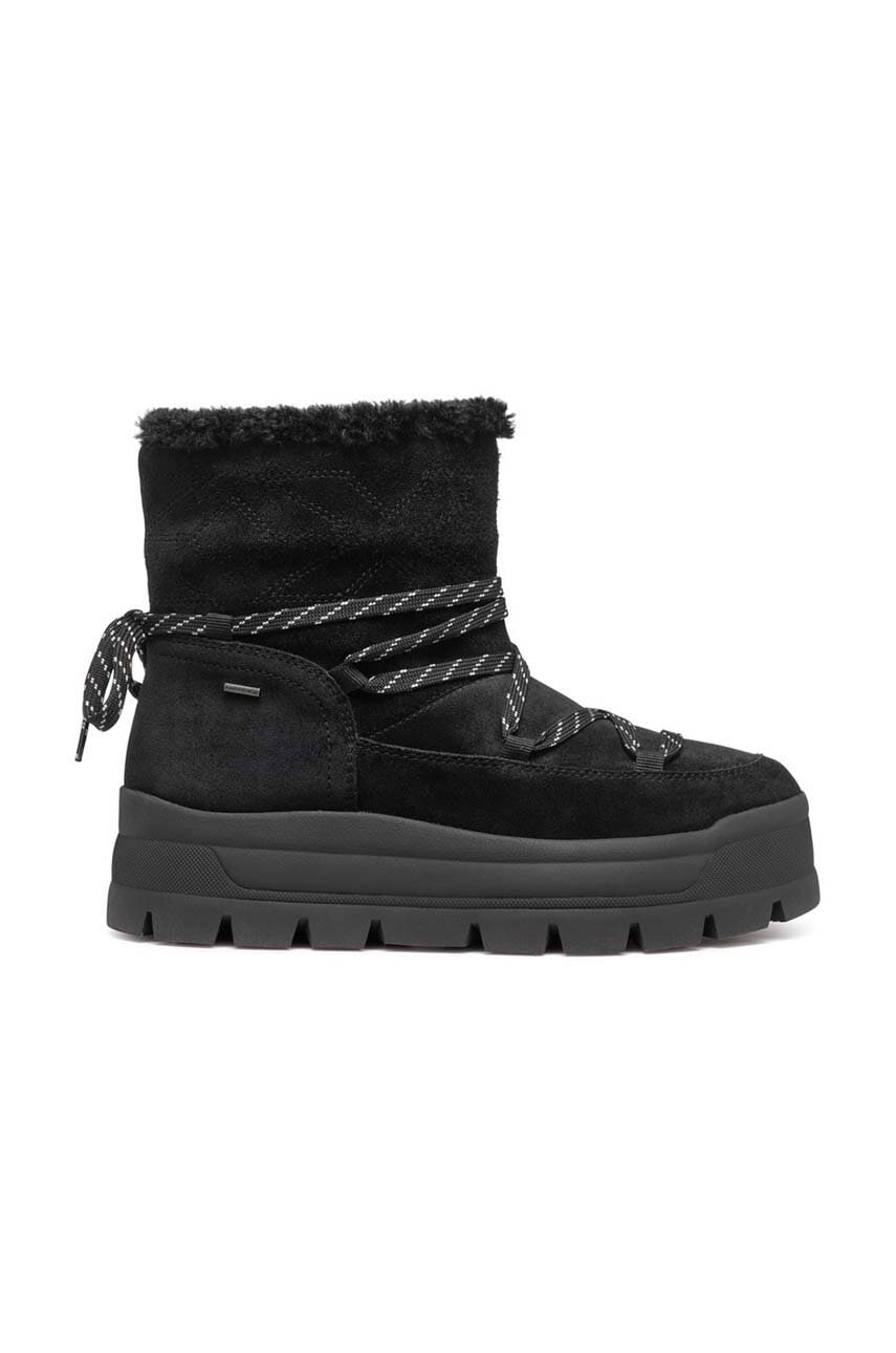 Čizme za snijeg od brušene kože Geox D SPHERICA EC7.1 B A za žene, boja: crna, s platformom, s toplom podstavom, D46WSA 00022 C9999