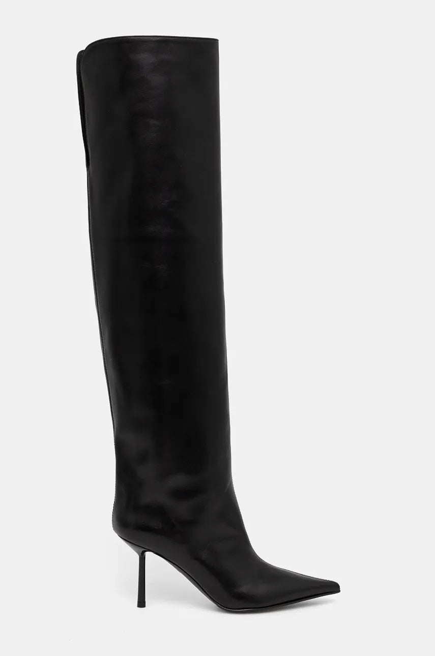 Kožne čizme Le Silla Stivale Bella za žene, boja: crna, s tankom potpeticom, 4276C080BXPPGLO001