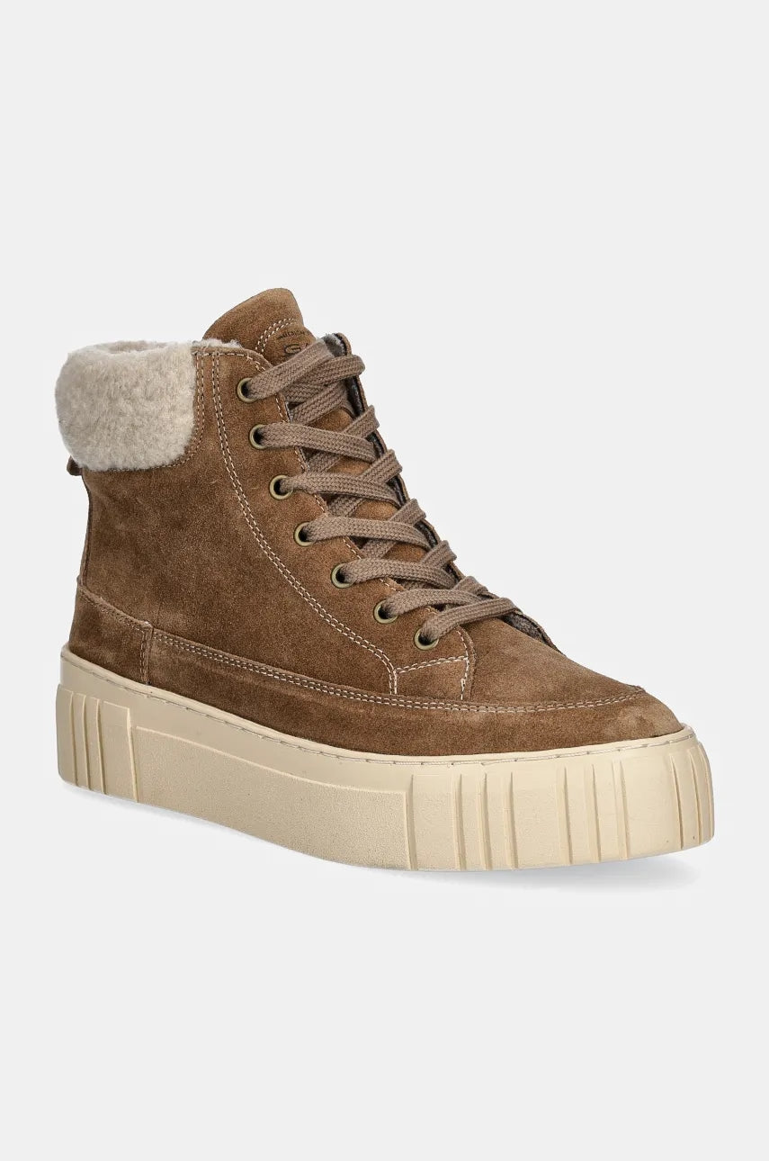 Cipele od brušene kože Gant Snowmont boja: smeđa, s platformom, s toplom podstavom, 29543705 G146