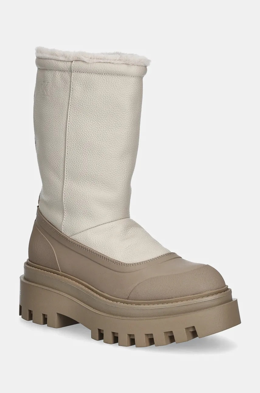 Gležnjače Calvin Klein Jeans FLATFORM CHELSEA BOOT PADDED za žene, boja: bež, ravni potplat, s toplom podstavom, YW0YW01558