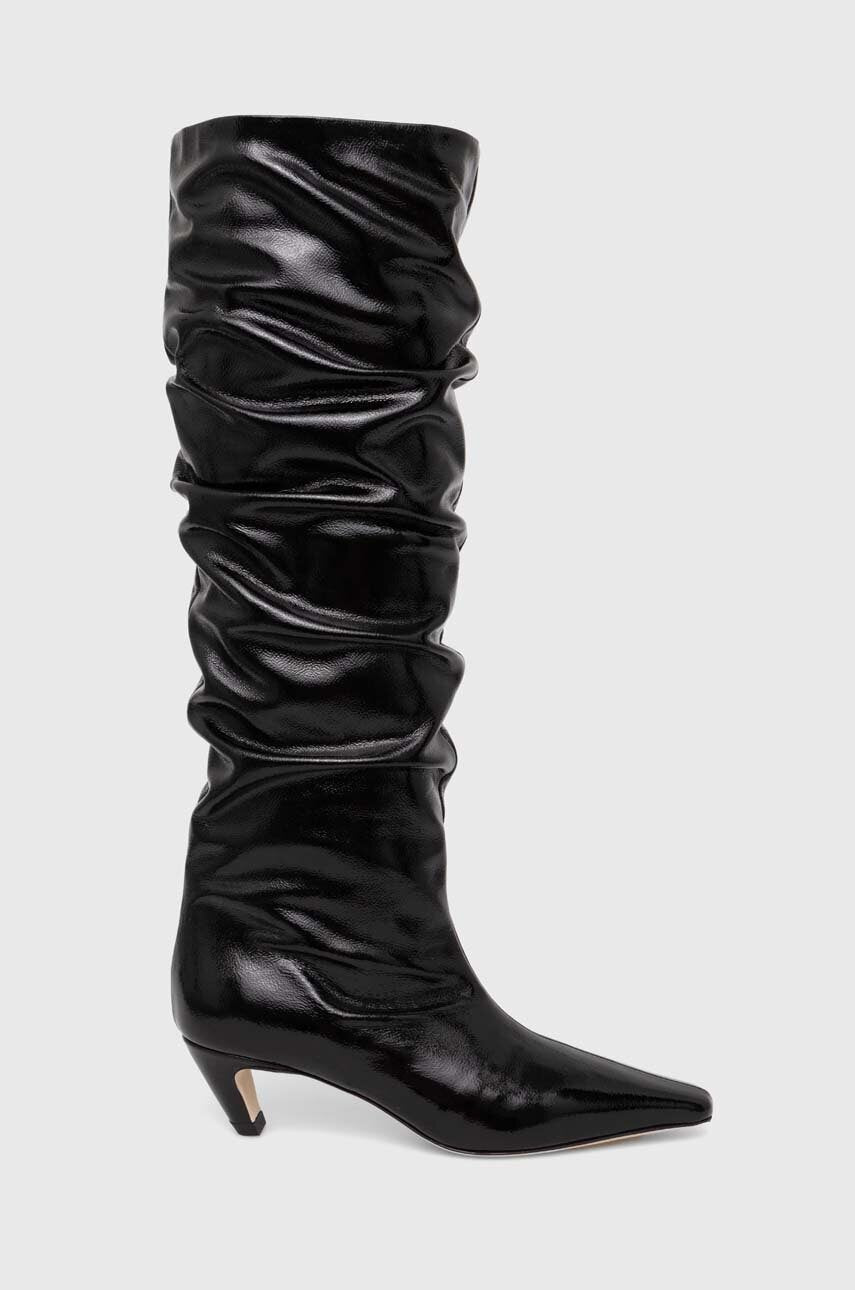 Kožne čizme MSGM za žene, boja: crna, s tankom potpeticom, 3741MDS710 848