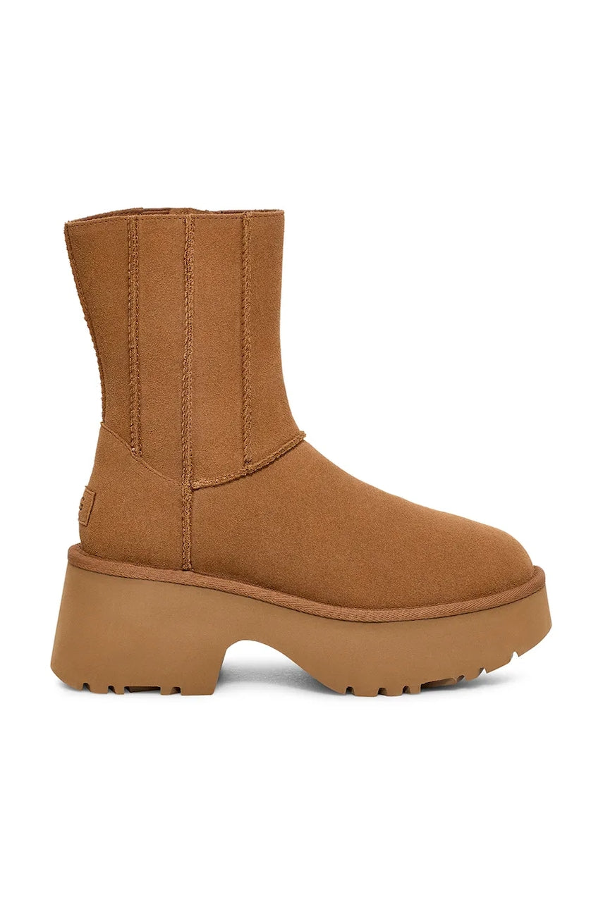 Cipele od brušene kože UGG Classic Twin Seam New Heights za žene, boja: smeđa, s platformom, sa srednje toplom podstavom, 1158313-CHE