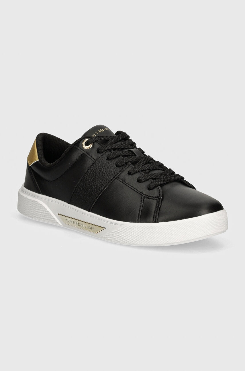 Kožne tenisice Tommy Hilfiger CHIC PANEL COURT SNEAKER boja: crna, FW0FW07998