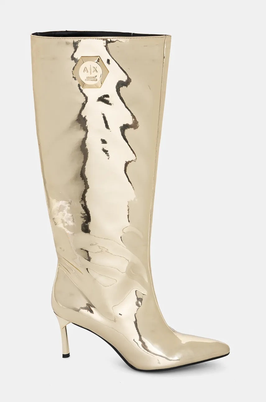 Čizme Armani Exchange za žene, boja: bež, s tankom potpeticom, XDO019 XV885 01798