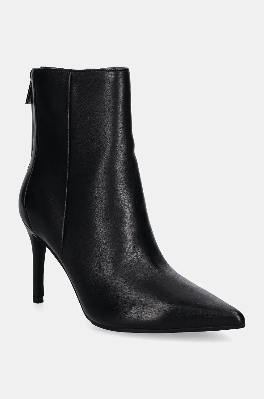 Kožne gležnjače Guess FEYLY za žene, boja: crna, s tankom potpeticom, FLDFEY LEA10