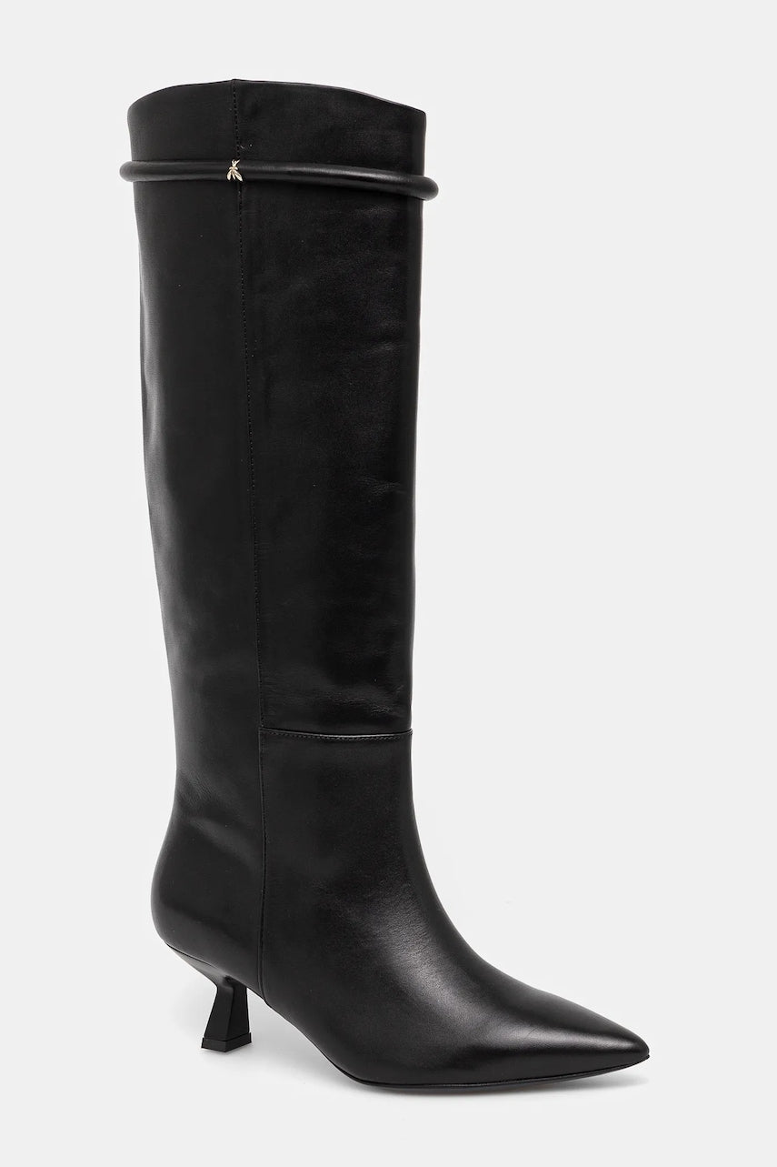 Kožne čizme Patrizia Pepe za žene, boja: crna, s tankom potpeticom, 2Y0023 L078 K103