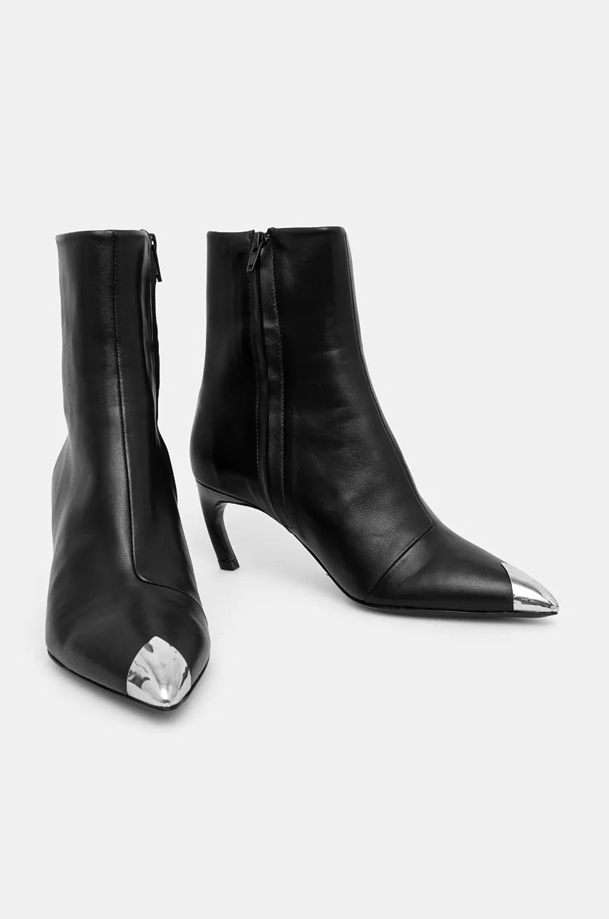 Kožne gležnjače IRO Joli Met za žene, boja: crna, s tankom potpeticom, WP38JOLIMET