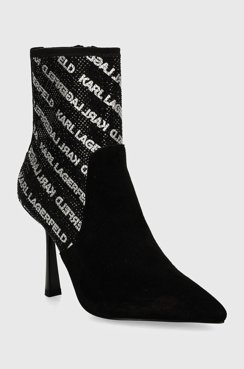 Gležnjače Karl Lagerfeld PANDARA II za žene, boja: crna, s tankom potpeticom, KL31354