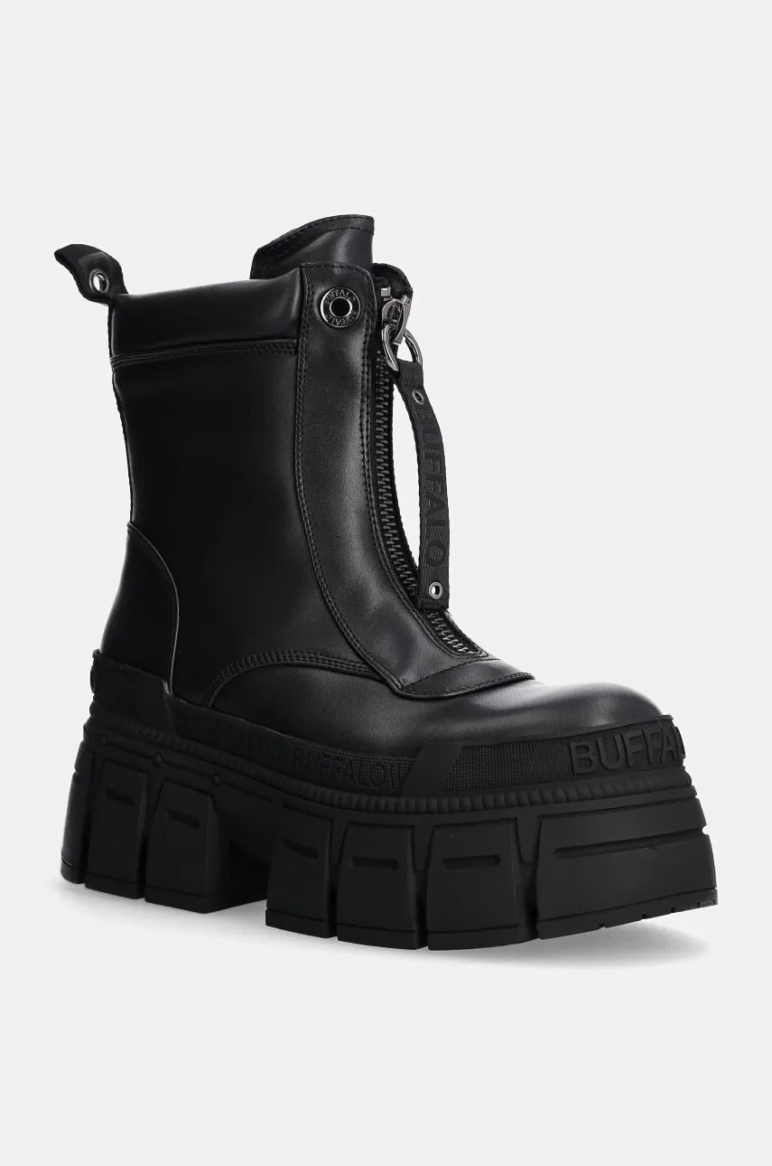 Čizme Buffalo Gospher Zip Boot za žene, boja: crna, s platformom, s toplom podstavom, 1622350-BLK