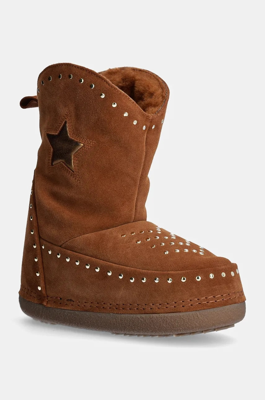 Snežke iz semiša Inuikii Cowboy Studs rjava barva, 75101-066