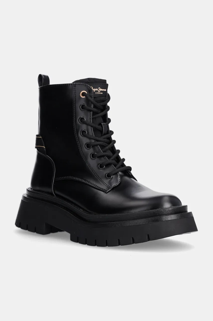 Čizme Pepe Jeans PLS50530 za žene, boja: crna, s platformom, sa srednje toplom podstavom, QUEEN HANDLER