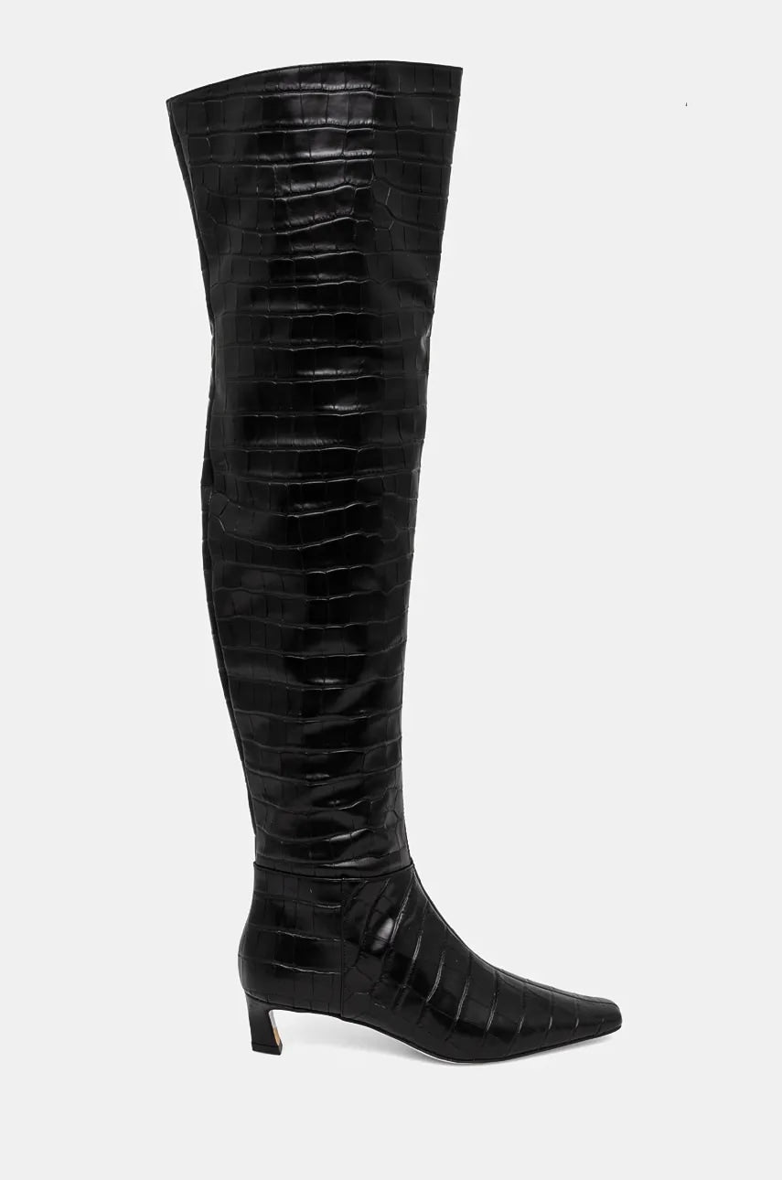 Kožne čizme MICHAEL Michael Kors Kosmo za žene, boja: crna, s tankom potpeticom, 40F4CSMB5E.001