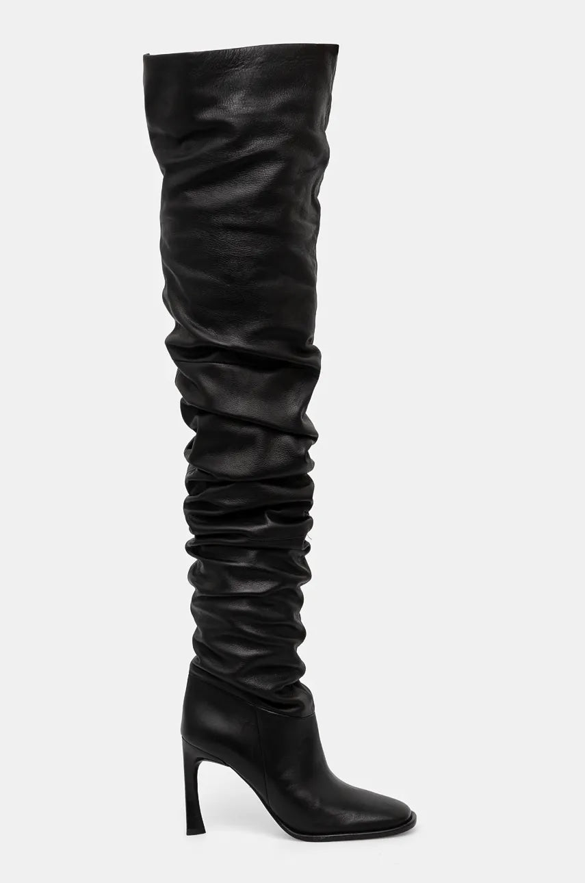 Kožne čizme MICHAEL Michael Kors Kelsea za žene, boja: crna, s tankom potpeticom, 40F4KLHB5L.001