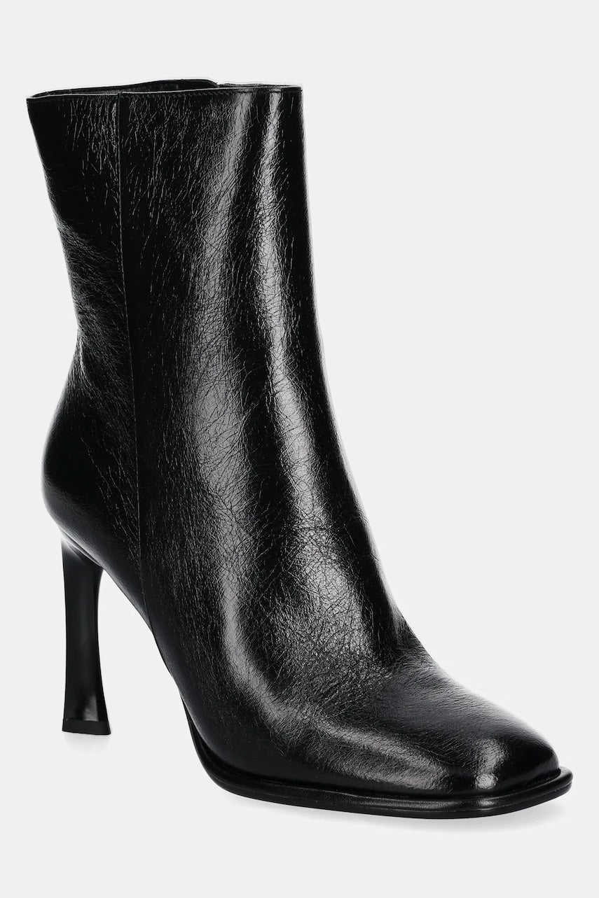 Kožne gležnjače MICHAEL Michael Kors Kelsea za žene, boja: crna, s tankom potpeticom, 40F4KLHE6L.001