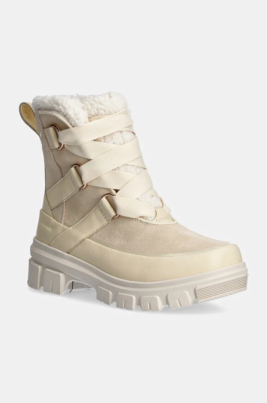 Kožne gležnjače Sorel TORINO V RESORT WP OUTDR za žene, boja: bež, s platformom, s toplom podstavom, 2106711292