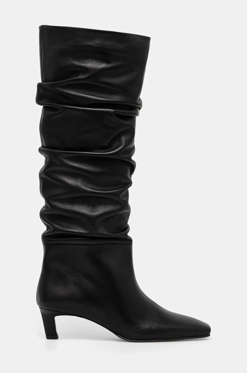 Kožne čizme Alohas Kalila za žene, boja: crna, s tankom potpeticom, S100549-01