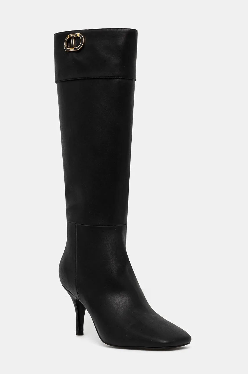 Čizme Twinset za žene, boja: crna, s tankom potpeticom, 242TGT030