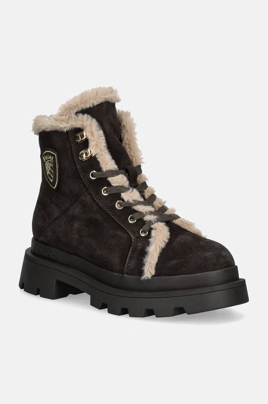 Gležnječe od brušene kože Blauer KIMMEL za žene, boja: smeđa, ravni potplat, sa srednje toplom podstavom, F4KIMMEL06.SUE