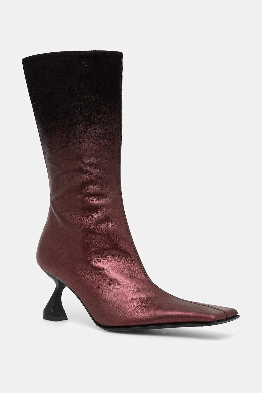 Kožne čizme Miista Pearl za žene, boja: bordo, s tankom potpeticom, MI_5593