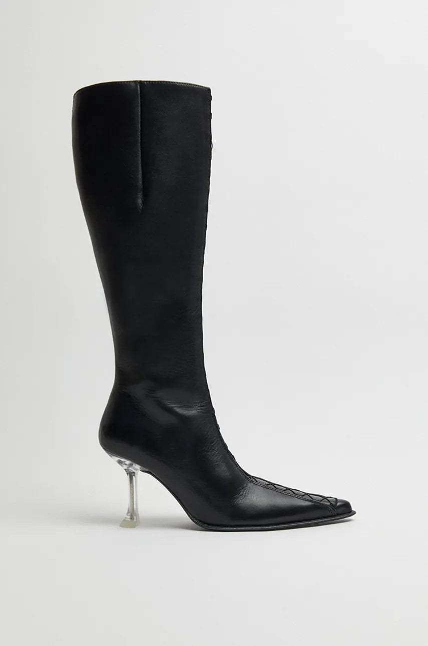 Kožne čizme Miista Aline za žene, boja: crna, s tankom potpeticom, MI_5294