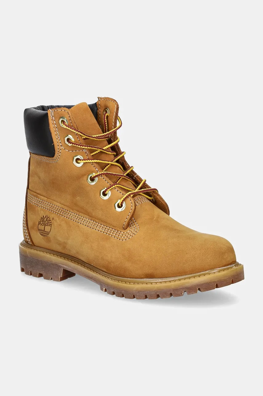 Kožne cipele Timberland Premium 6 Inch za žene, boja: smeđa, ravni potplat, sa srednje toplom podstavom, TB1103617131