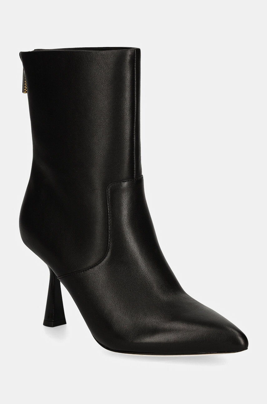 Kožne gležnjače Marciano Guess za žene, boja: crna, s tankom potpeticom, 4YGZ15 7103A