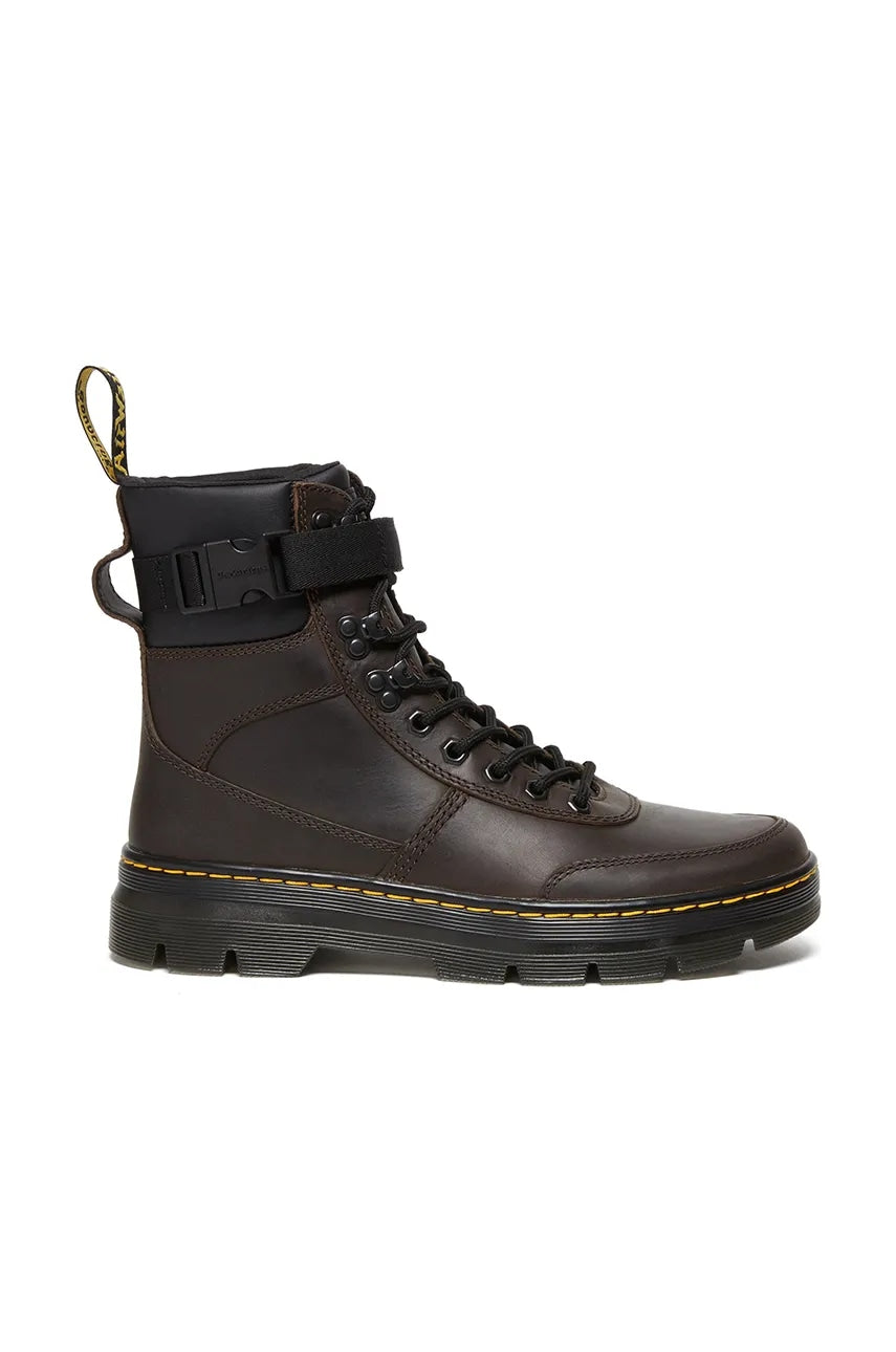 Kožne gležnjače Dr. Martens Combs Tech Leather boja: smeđa, ravni potplat, sa srednje toplom podstavom, DM27804201