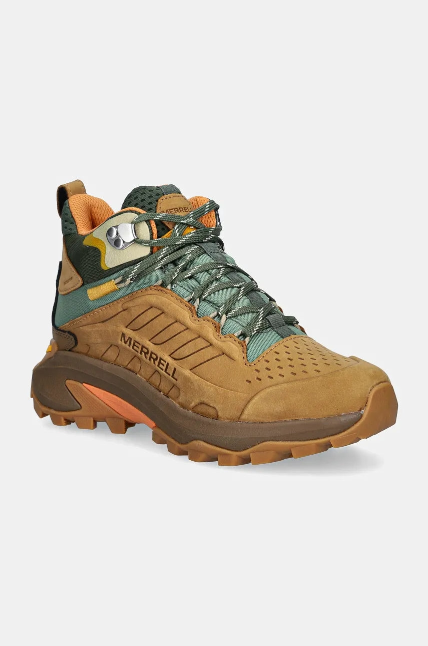 Cipele Merrell Moab Speed 2 Leather Mid Waterproof za žene, boja: smeđa, sa srednje toplom podstavom, J038426