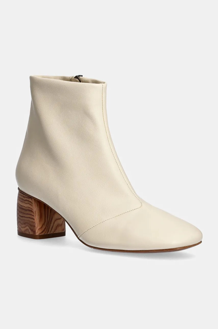 Kožne gležnjače Forte Forte za žene, boja: bež, s tankom potpeticom, 9993 0182