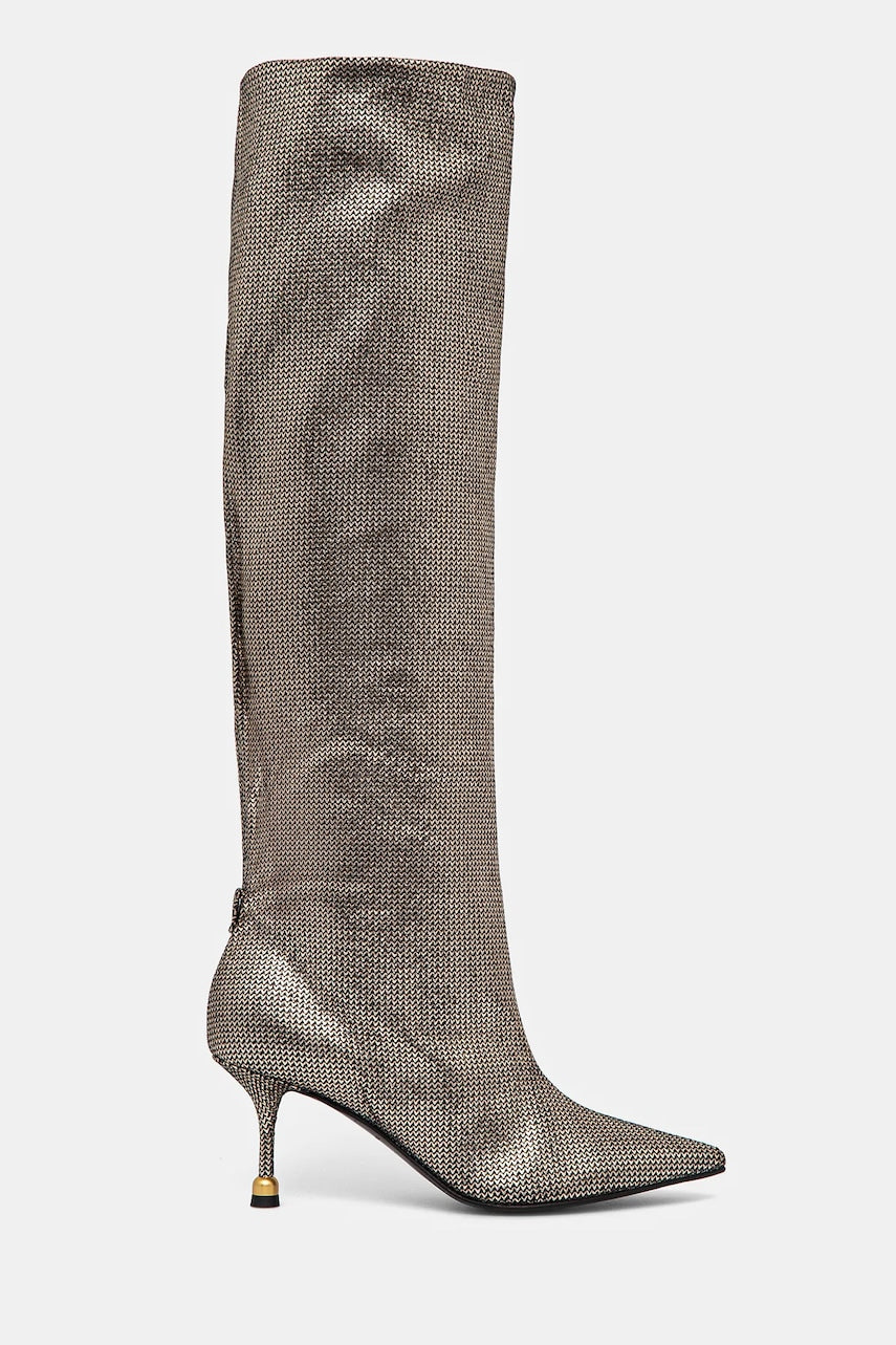 Kožne čizme Vanda Novak Kaja za žene, boja: zlatna, s tankom potpeticom