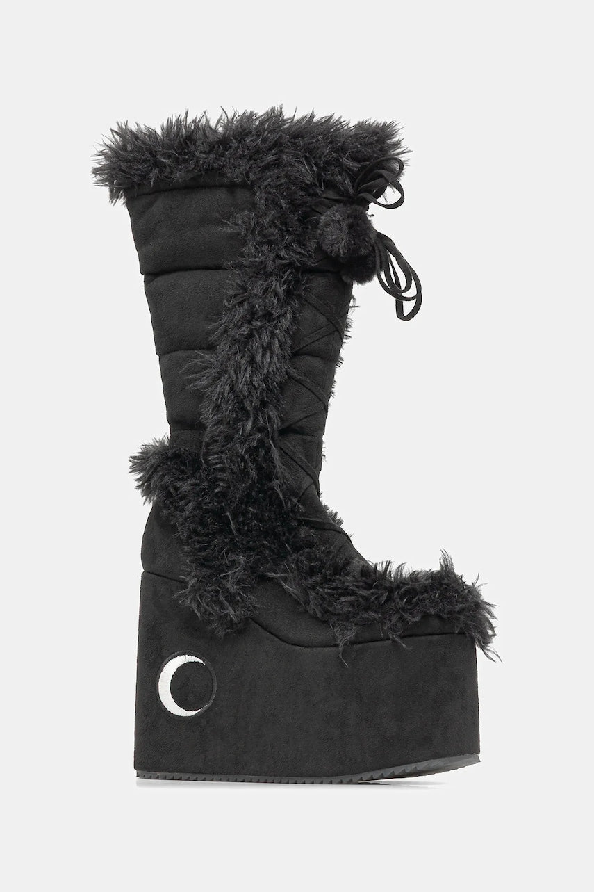 Čizme Koi Footwear x Twilight La Push Crescent za žene, boja: crna, s platformom, sa srednje toplom podstavom, SN01