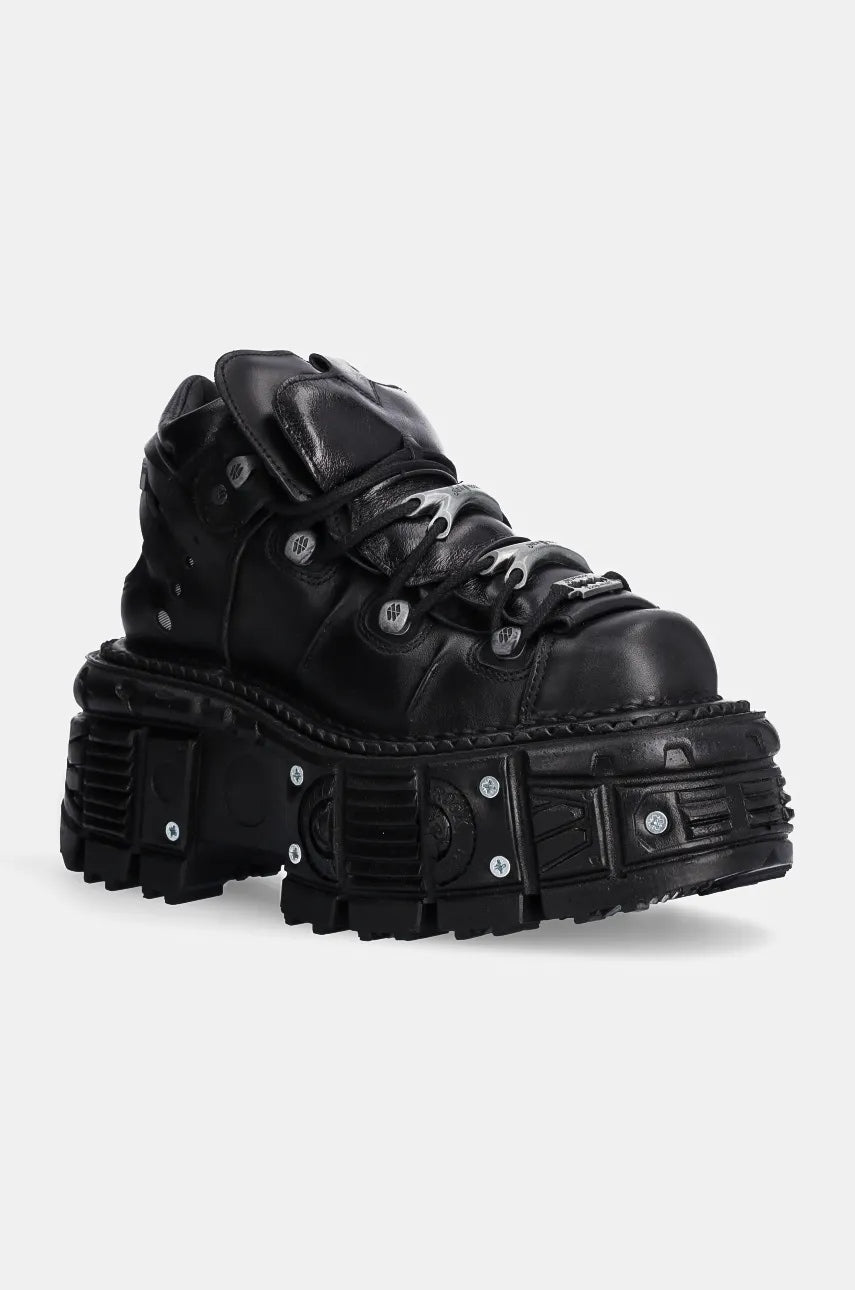 Usnjene superge New Rock črna barva, M-TANK106-C2