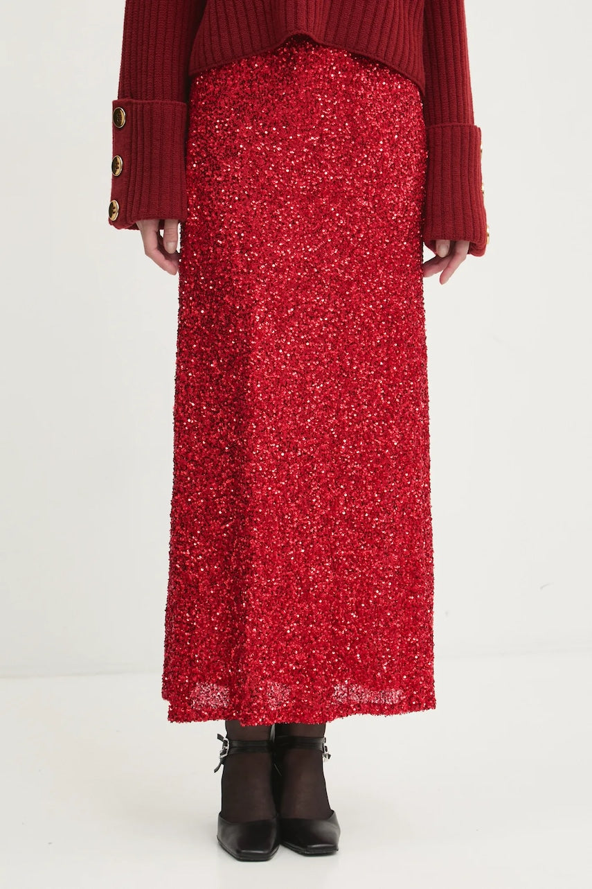 Suknja Never Fully Dressed Dorris Skirts boja: crvena, maxi, ravna, NFDSK594