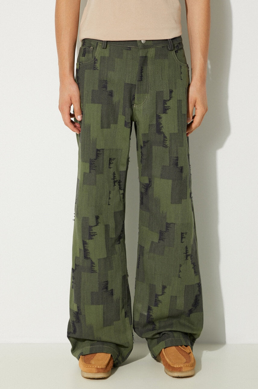Traperice Marcelo Burlon AOP Cross Wide Pants za muškarce, CMCA187F24FAB0025810