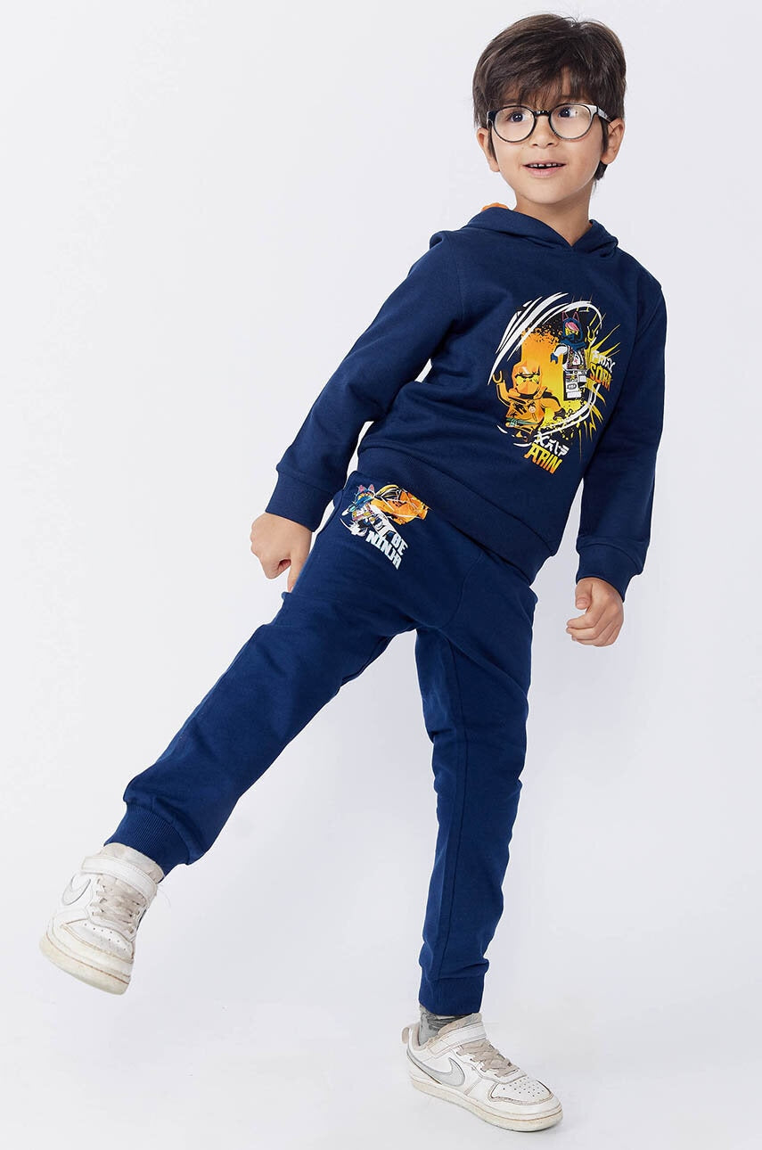 Dječji pamučni donji dio trenirke Lego LWPHILO 600 boja: tamno plava, s tiskom, 12011304