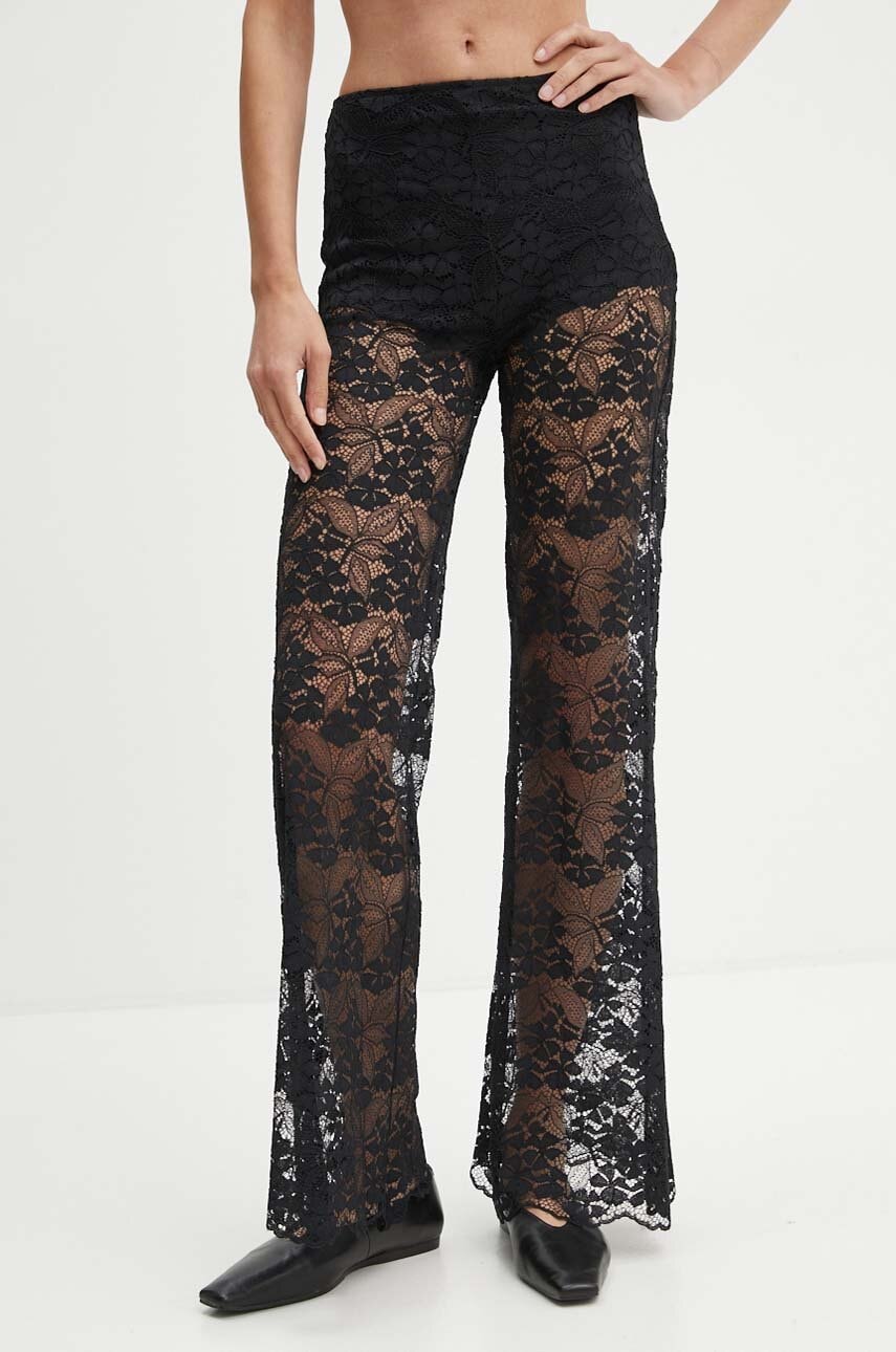 Hlače The Kooples ženske, črna barva, FPAN29001K