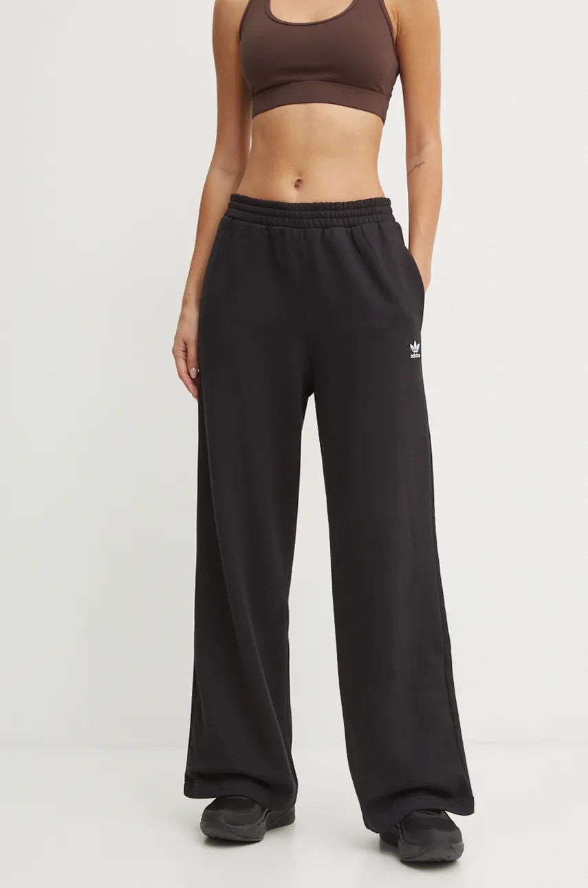 Donji dio trenirke adidas Originals Femme Galore Wideleg Fleece Pants boja: crna, bez uzorka, JN3030