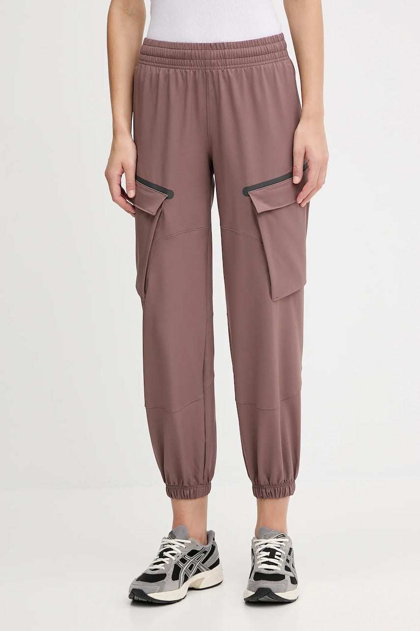 Hlače Under Armour Unstoppable boja: ljubičasta, cargo kroj, visoki struk, 1386481