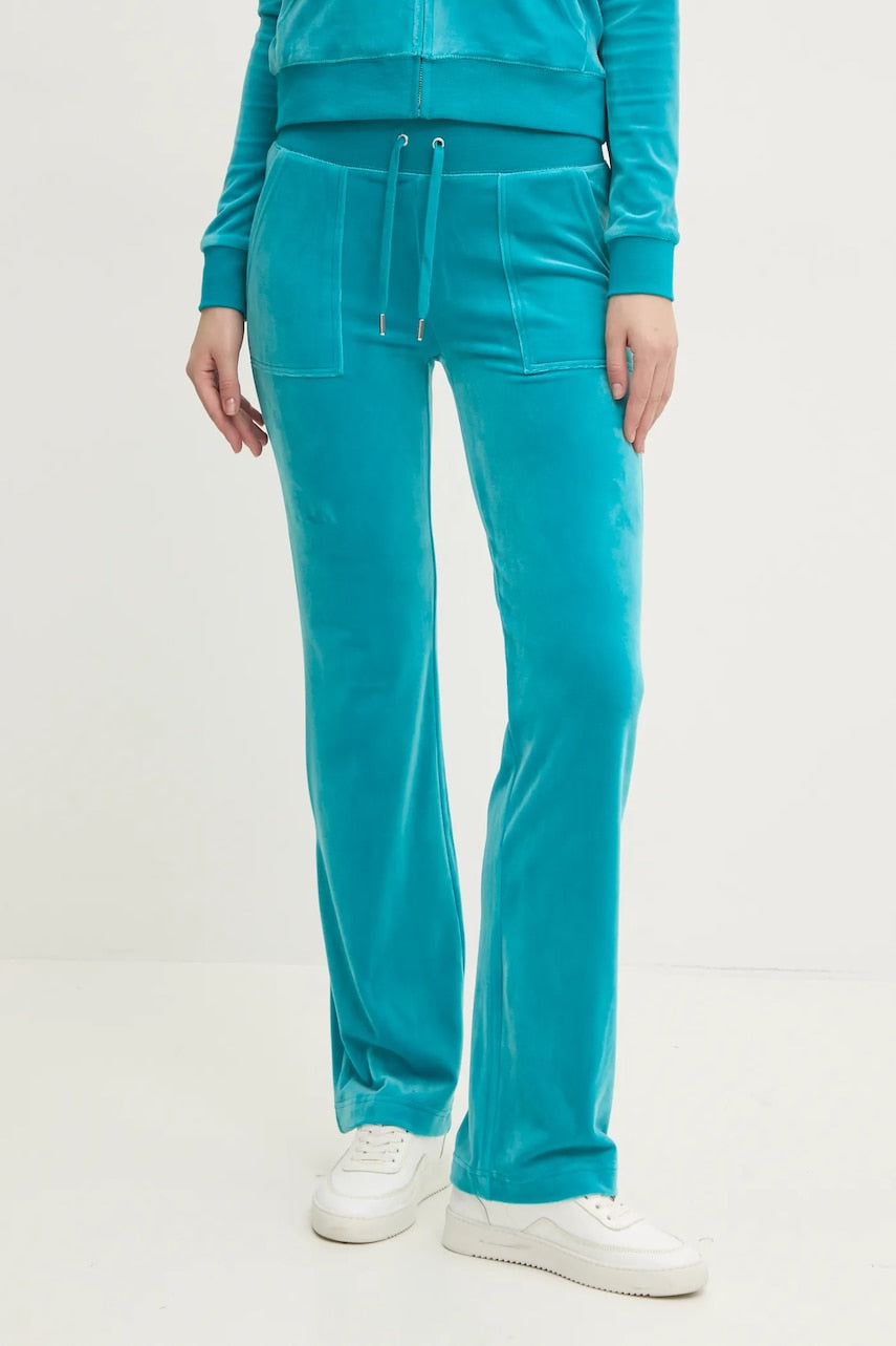 Donji dio trenirke od velura Juicy Couture DEL RAY PANT boja: zelena, bez uzorka, JCAP180
